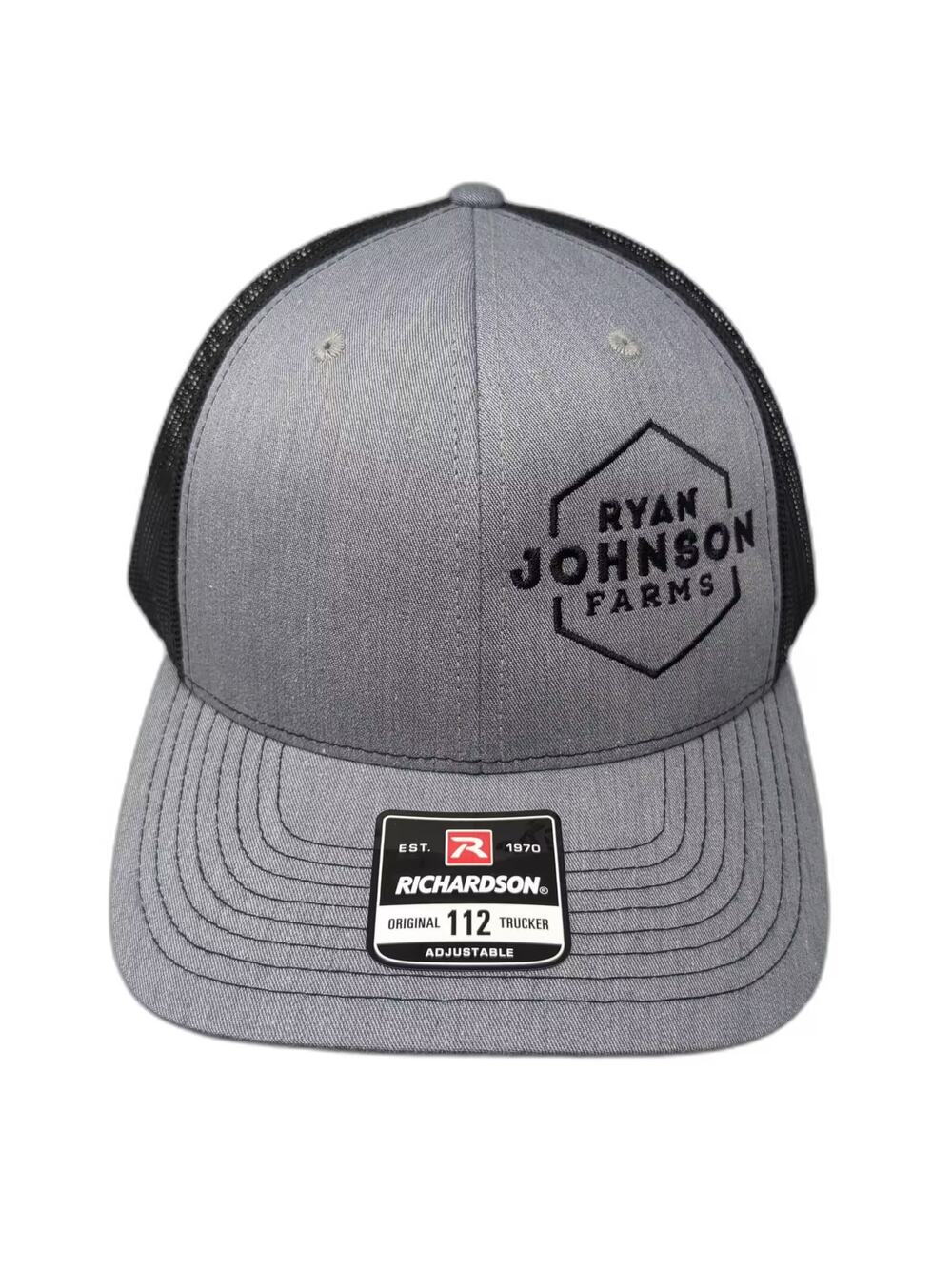Richardson 112 Trucker Hat Gray Ryan Johnson Farms Embroidered Snapback One Size